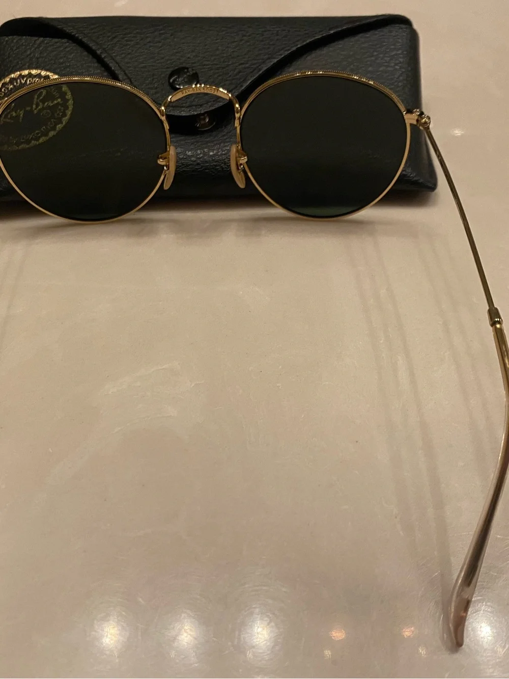 Ray-Ban Gold Frame Sunglasses with Green Lenses